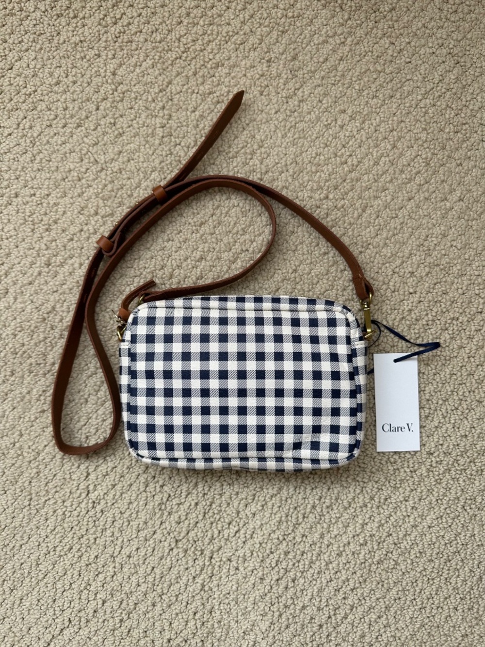 Clare V. x Heather Taylor Home (HTH) collab Midi Sac in Blue Gingham
